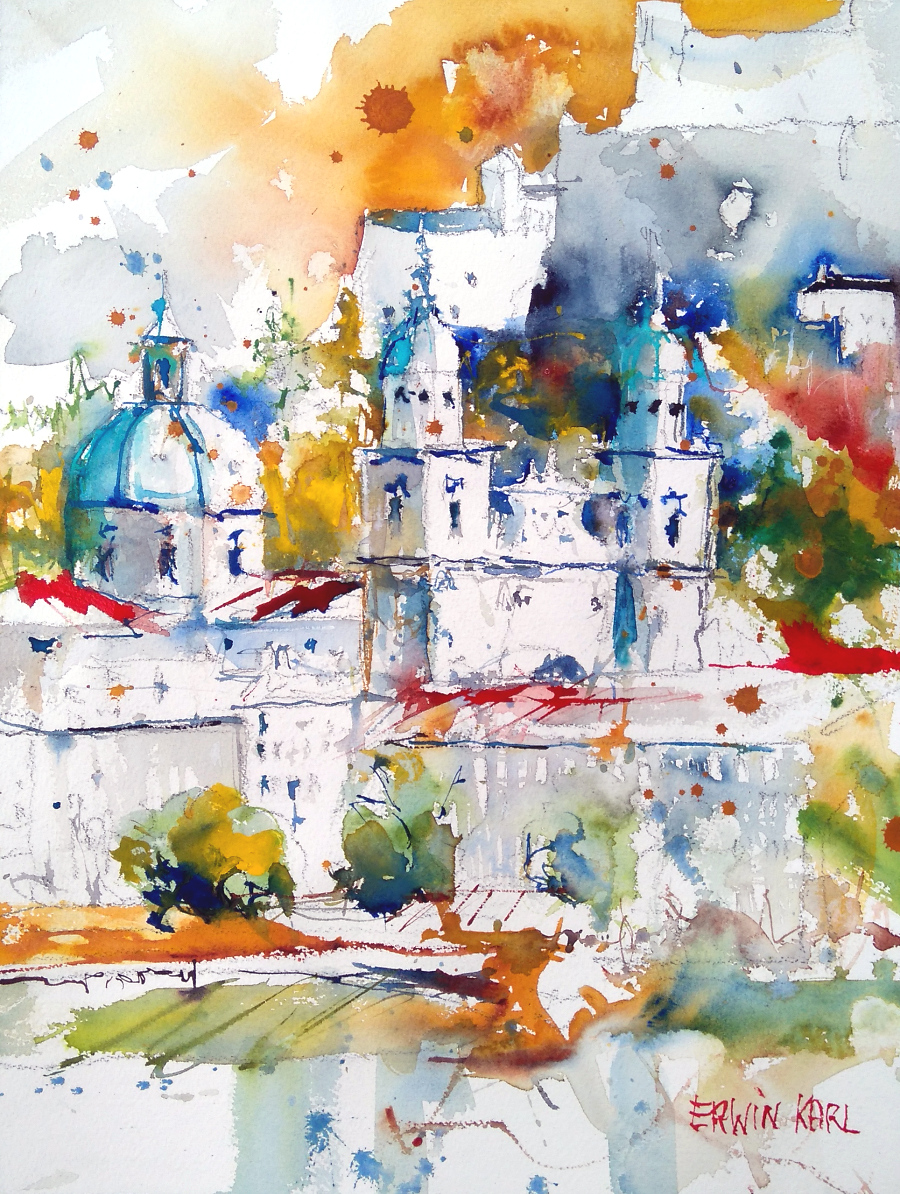 salzburg modern art watercolour kunst malreise